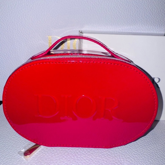 Dior Limited Edition Red Patent Leather Cosmetic Makeup Beauty Case Bag … - Picture 1 of 3